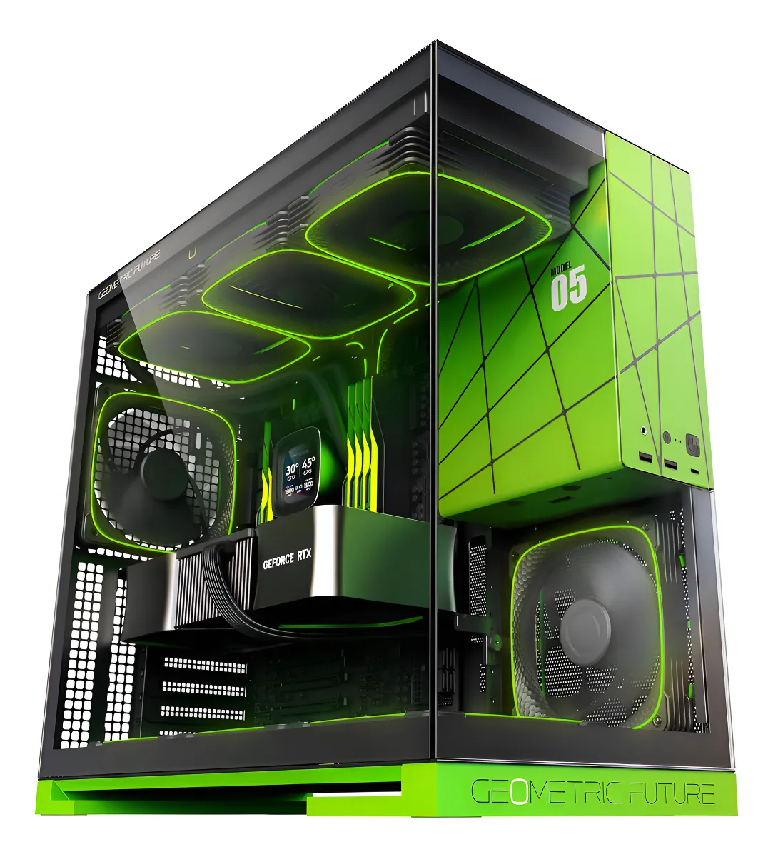 Armário para computador desktop Geometric Future GEO-M5F-BNV preto/verde