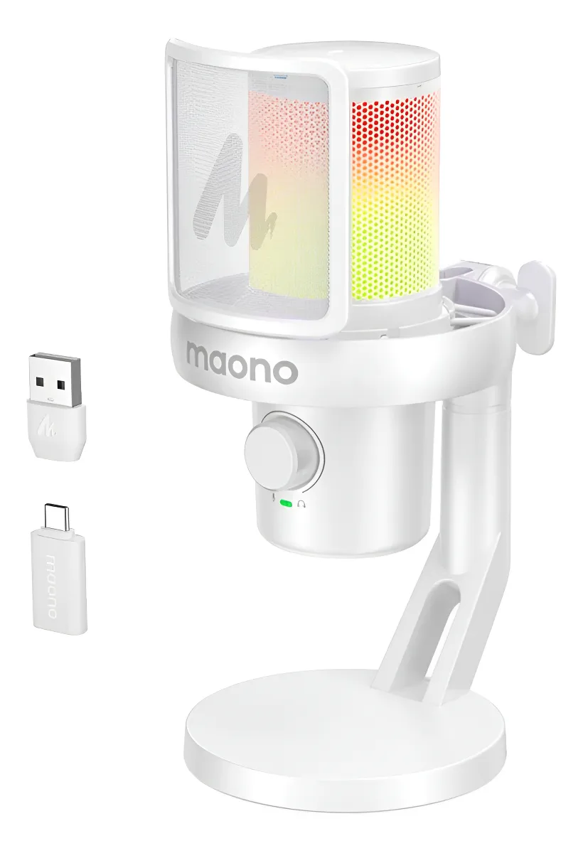 Microfone Condensador Gamer Maono Dm40 Pro Rgb Wht Wireless Cor Branco