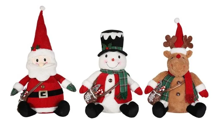 Bonecos De Natal Decorativos Boneco De Neve, Rena Papai Noel