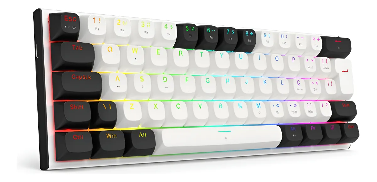Teclado Magnético Redragon Fidd Preto Branco Abnt2 Swit Pink Idioma Inglês internacional