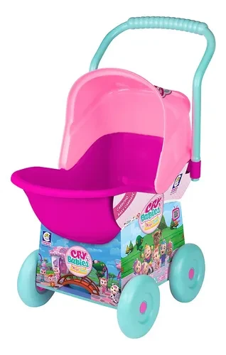 Carrinho De Boneca Cry Babies Magic Tears Cotiplas Cor Rosa