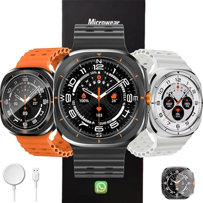 Smartwatch Microwear MA27 Watch Ultra, Tela IPS 47mm, GPS Integrado, A Prova D'Água IP68, Bluetooth, Bússola, Relogio Inteligente Feminino e Masculino