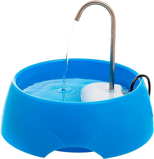 AMICUS - Fonte Bebedouro de Água Portátil AQUA MINI para Gatos e Cães - Fontes de Água para Pets, Bebedouro para Animais de Estimação - Adaptável, Aço Inoxidável, Bivolt - 1,2L de Capacidade - Azul