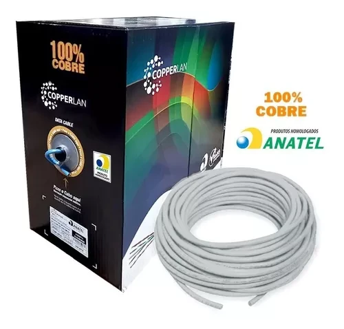 Cabo De Rede Cat5e 50 Metros Branco 100% Cobre Homologado