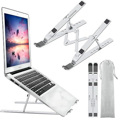 Suporte para laptop, suporte para laptop, suporte para computador Riser, suporte de notebook portátil dobrável de alumínio ajustável, compatível com MacBook Air Pro, HP, Lenovo, Dell,