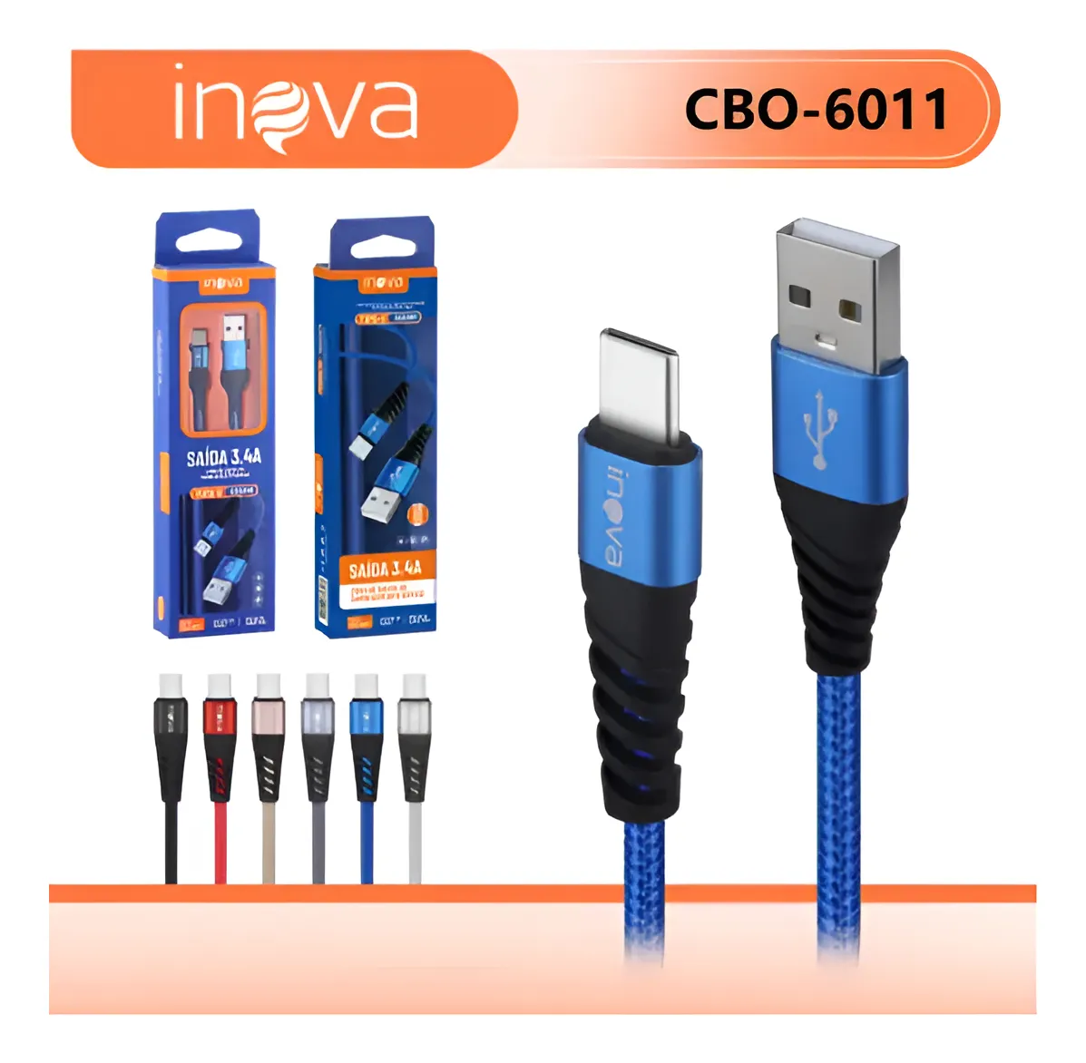 Cabo Inova Cbo-6011 Tipo-c 3.4a Turbo Rápido 2m