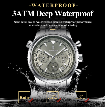 Poedagar luxo moda masculina relógio de aço inoxidável à prova dwaterproof água luminosa quartzo masculino data cronógrafo militar relógios masculinos