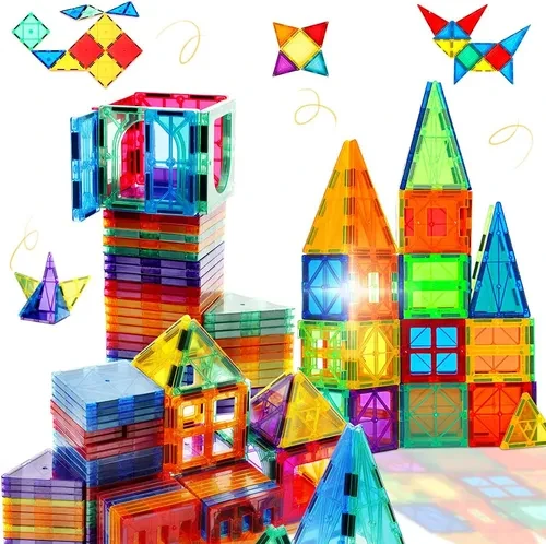 Maddie Construção Brinquedo Educativo Blocos Magnéticos 14 Peças Blocos Magnéticos