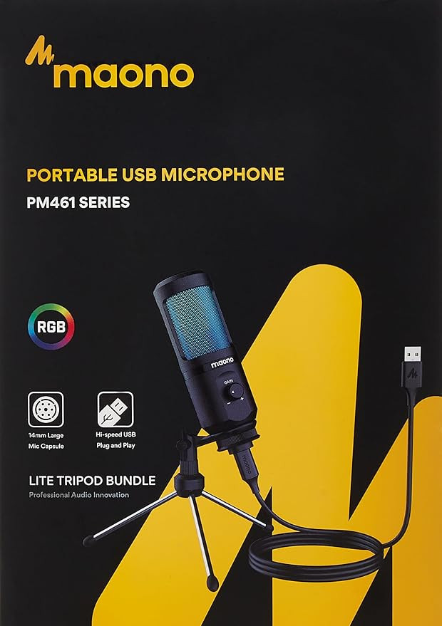 MAONO Microfone USB Gamer AU-PM461RGB MAONO