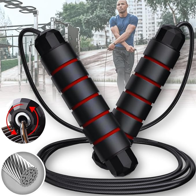 Corda De Pular Speed Rope Crossfit Profissional Fitness Esportiva Com Rolamento e Cabo De Aço Com Tamanho Ajustável