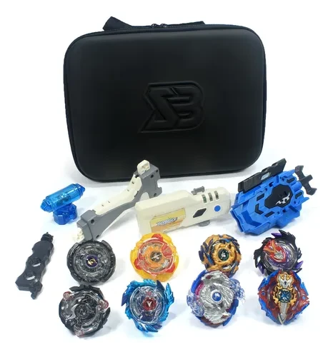 Maleta Com 8 Beyblades+ Lançador+ Beylogger+ Case/estojo Cor Sortido