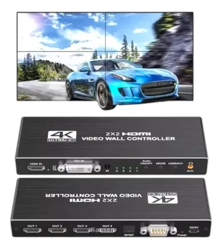Controlador Vídeo Wall 1x2 2x2 Hdmi 4k Full Hd 1 Imagem 4 Telas