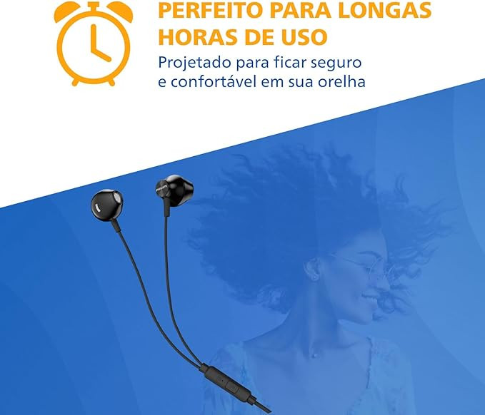 Fone de Ouvido Philips com Microfone - Preto