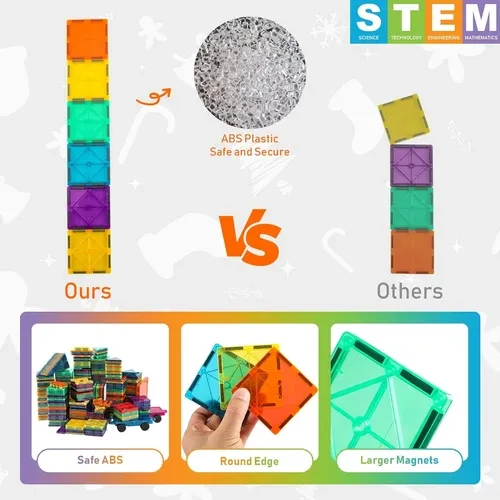 Maddie Construção Brinquedo Educativo Blocos Magnéticos 14 Peças Blocos Magnéticos