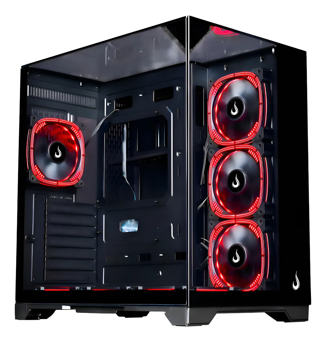 Gabinete Gamer Aquário | Rise Mode | Full Glass | S/fan Cor Preto