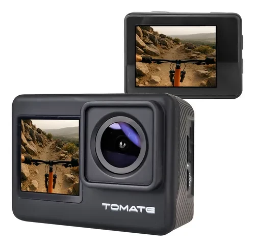 Câmera Filmadora de Ação Esportiva Wifi Tomate Mt 1190 Visor Frontal Controle Remoto 4k Cor Preto