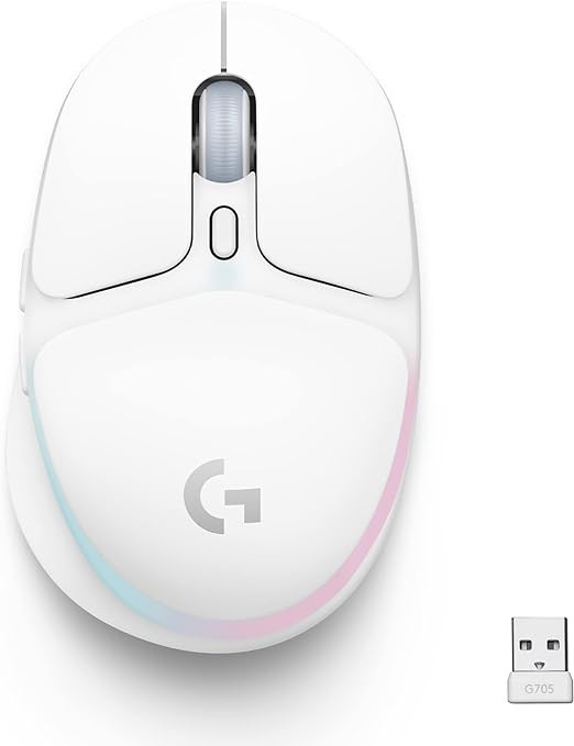 Mouse Gamer Sem Fio Logitech G705 LIGHTSPEED com RGB LIGHTSYNC, Design Compacto, 6 Botões Programáveis, Bateria Recarregável, Conexão Bluetooth, Compatível com Windows, macOS, iPadOS, iOS