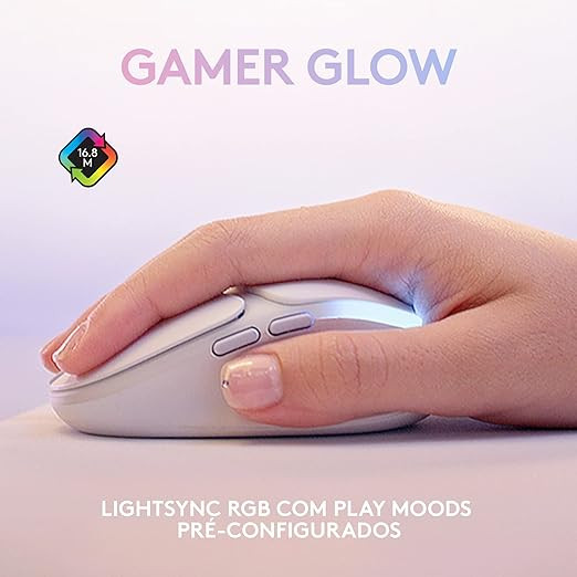 Mouse Gamer Sem Fio Logitech G705 LIGHTSPEED com RGB LIGHTSYNC, Design Compacto, 6 Botões Programáveis, Bateria Recarregável, Conexão Bluetooth, Compatível com Windows, macOS, iPadOS, iOS