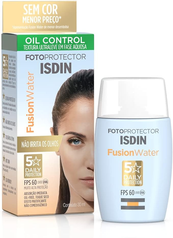 ISDIN Protetor Solar Facial Fusion Water 5 Stars Fps 60 Sem Cor - 30Ml