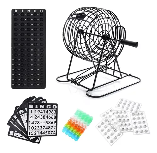 Jogo De Bingo Brinquedo Infantil Globo giratório 75 Bolas 18 Cartelas reutilizáveis Javick