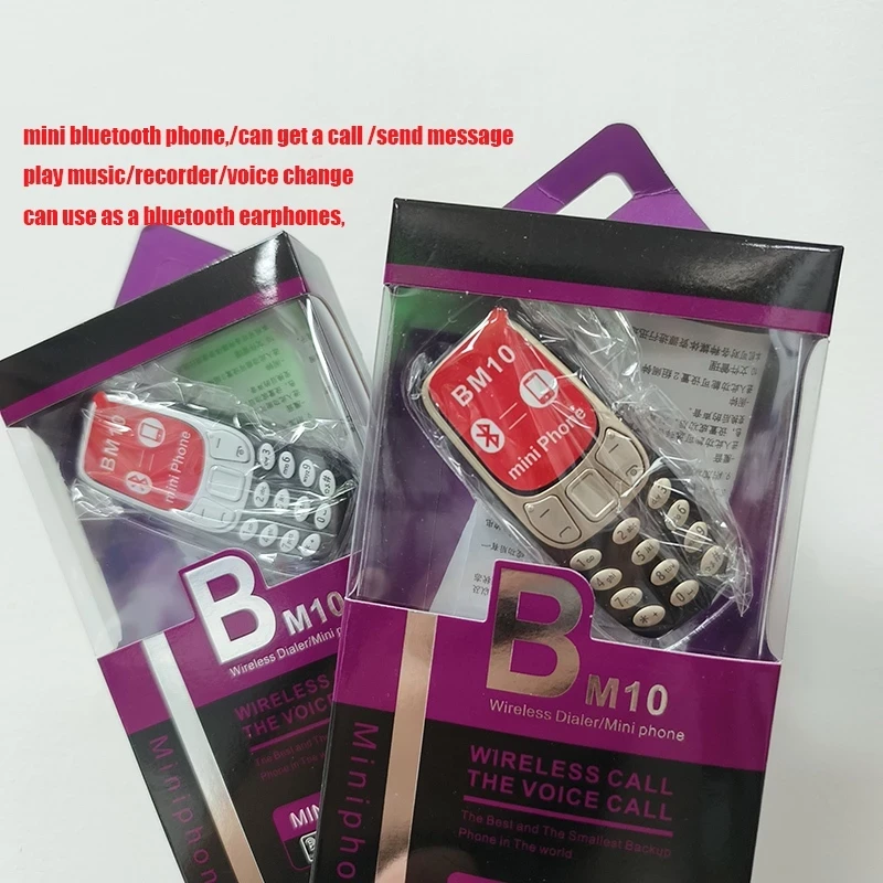 BM10 Mini Telefone Sem Fio GSM Cartão Sim Duplo Com Mp3 Player FM Desbloqueado Celular Mudança De Voz Discagem