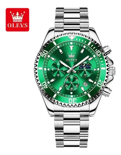 relogio olevs dourado e verde